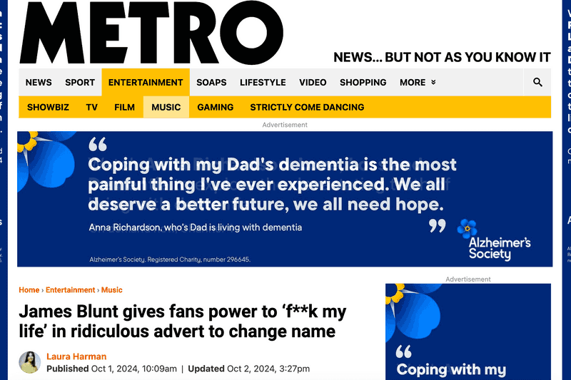 James Blunt Name Change - Metro