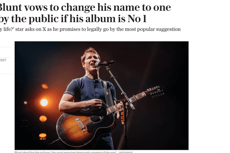 James Blunt Name Change - The Telegraph